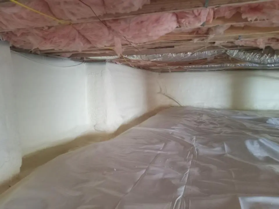 Crawl space encapsulation with closed-cell spray foam for Roof Waterproofing in North Tonawanda